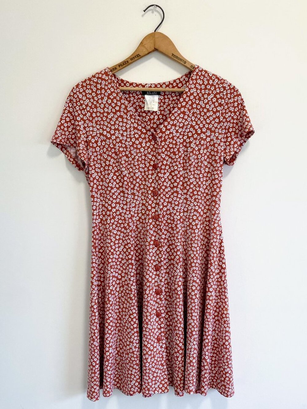 Vintage Orange Floral Button Up Mini Dress / Y2K / Made in Canada